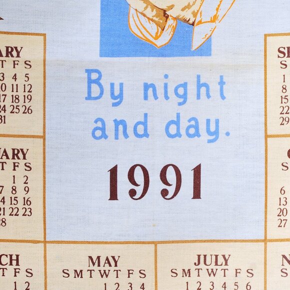 VTG 1991 Calendar Towel Bless this House Prayer & Praying Hands Crochet Edge - Picture 5 of 7